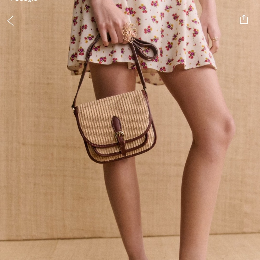 Elegant Tan and Brown Woven Crossbody Bag - Picture 7 of 15